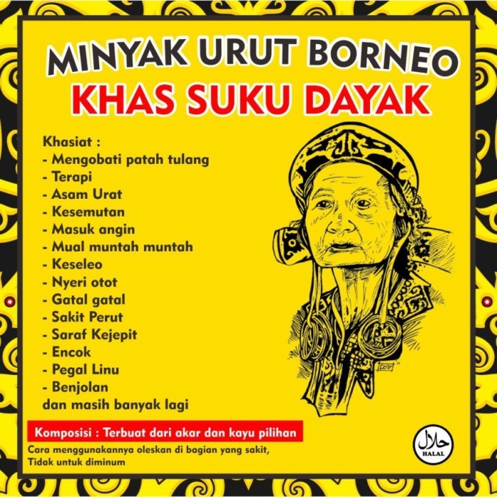 Minyak urut Dayak - membantu mengobati penyakit strok,rheumatik ORIGIN oriiginal