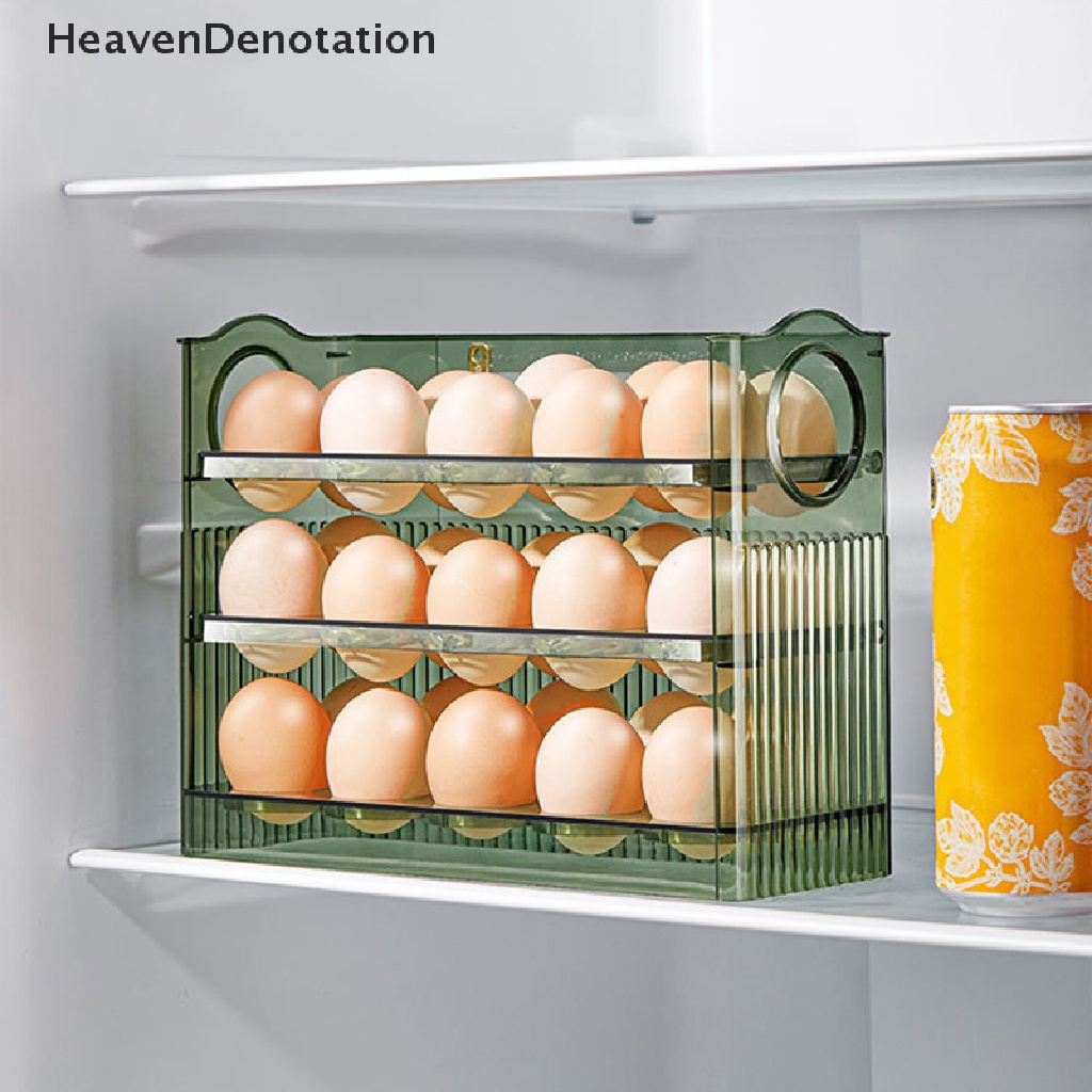 [HeavenDenotation] Kotak Penyimpanan Telur Kulkas Organizer Wadah Makanan Egg Fresh-keeping Case Holder Tray Dispenser Kotak Penyimpanan Dapur New HDV