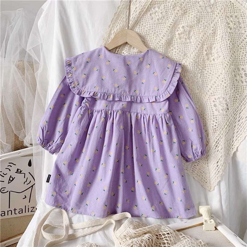 Dress Anak Perempuan Fashion Import Collar Lilac Paster Flower