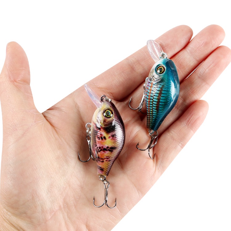 5 Pcs Kotak Memancing Umpan 5.5 cm 8g Swimbait Bass Umpan Mengambang Crankbait Ikan Kecil Treble Hooks Fishing Tackle