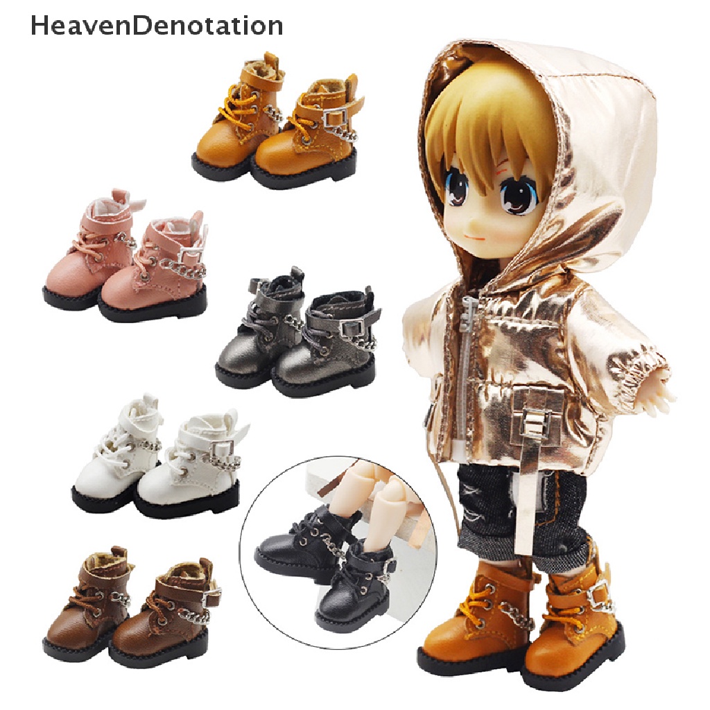 [HeavenDenotation] 1 Pair Doll Shoes Lovely Chain Boots New Casual Hand-made Ob11 DOD 1 / 12 Bjd Doll Shoes Doll Accessories HDV