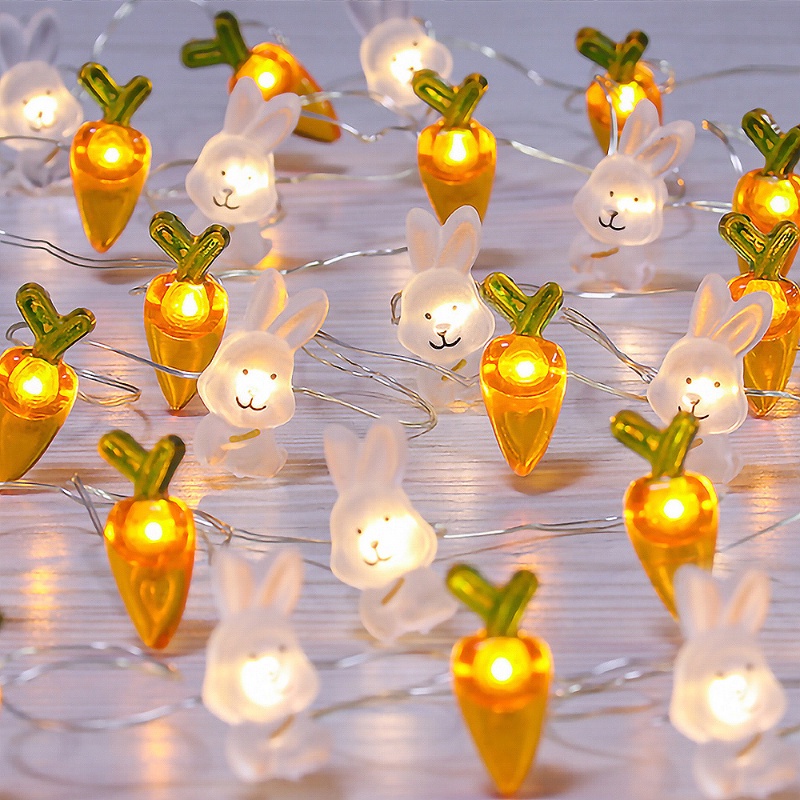 1m 10LED Easter Bunny String Lights Dekorasi/USB Charging Wortel Kelinci Peri Cahaya Untuk Pesta Paskah Anak-Anak Nikmat Hadiah