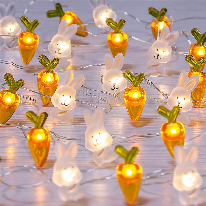 1m 10LED Easter Bunny String Lights Dekorasi/USB Charging Wortel Kelinci Peri Cahaya Untuk Pesta Paskah Anak-Anak Nikmat Hadiah