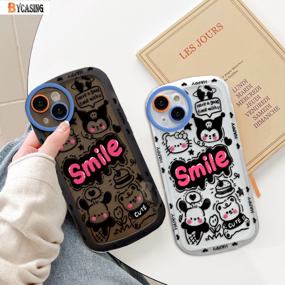 Realme 10 4G RealmeC35 C33 C21Y C25Y C55 Realme5 5i 6i C3 C21 C11 2021 C25 C15 C12 C2 C3 C1 Narzo 50A Prime Kartun Smile Kuromi Kitty Bear Casing Handphone Lembut Karet Tahan Guncangan BY