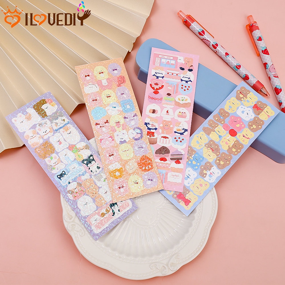 1lembar DIY Kreatif Stiker Dekoratif PVC Tahan Air Stiker Kartun Berkilau Stiker Gaya Korea Kepribadian Tangan Akun Lucu Guka Stiker Untuk Anak-Anak Scrapbook Membuat Kartu