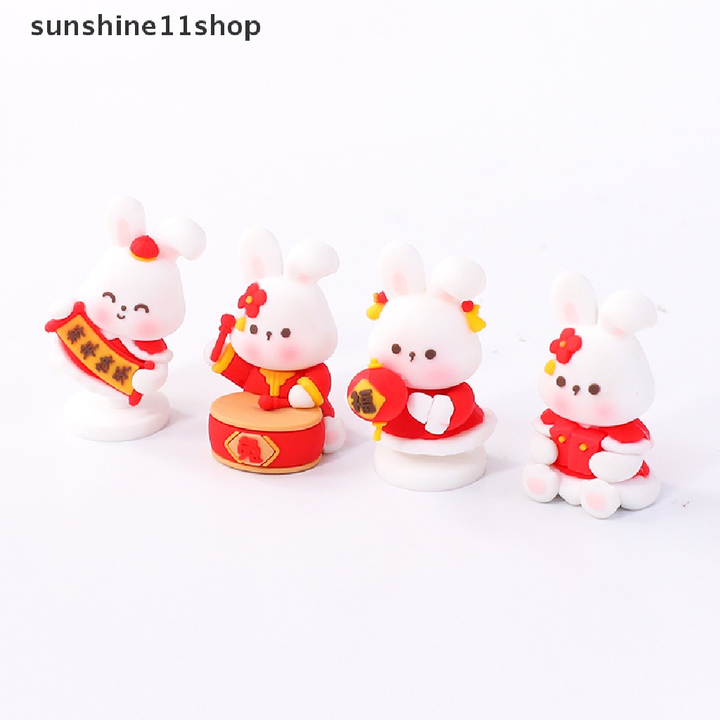 Sho Hiasan Kue Imlek Baking Cake Kelinci Tahun Boneka Ornamen Drum Lentera Topper Kue Tahun Baru Meriah Insert N