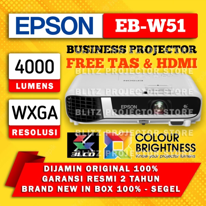 

[[JNT COD]] Projektor Epson EB - W51 ( Penganti EB - W41 )