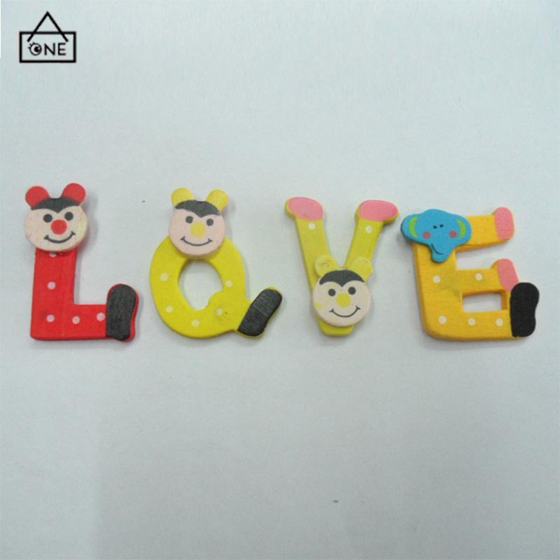 COD❤️Stiker Kulkas Magnet Lucu Kartun Alphabet Tempelan Kayu Bahan Untuk Dekorasi Kulkas-A.one