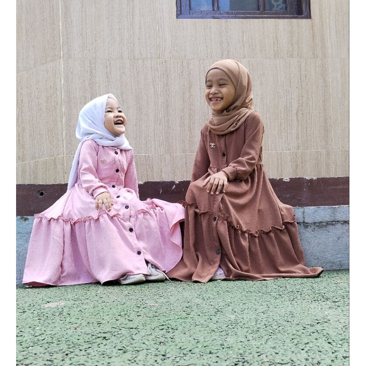 gamis anak crinkle usia 3 4 5 6 tahun