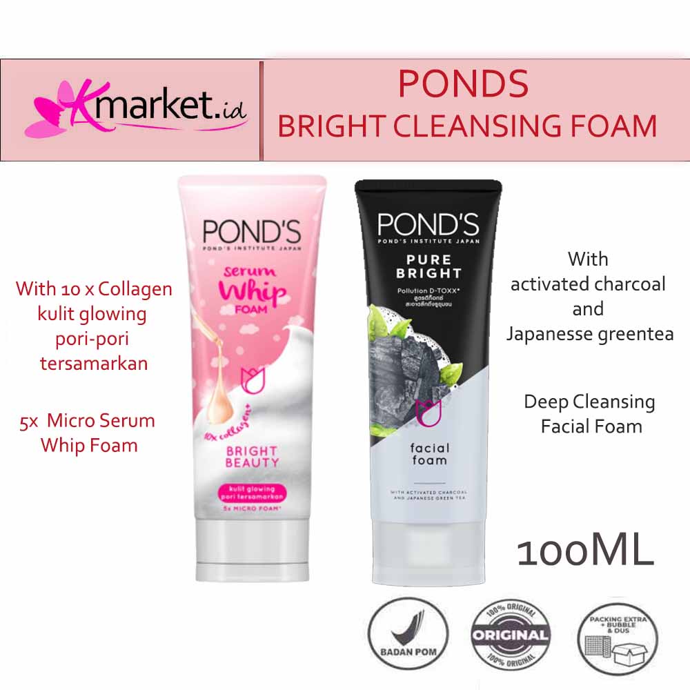 PONDS PURE BRIGHT FACIAL FOAM 100G | PONDS SERUM WHIP FOAM BEAUTY BRIGHT 100G