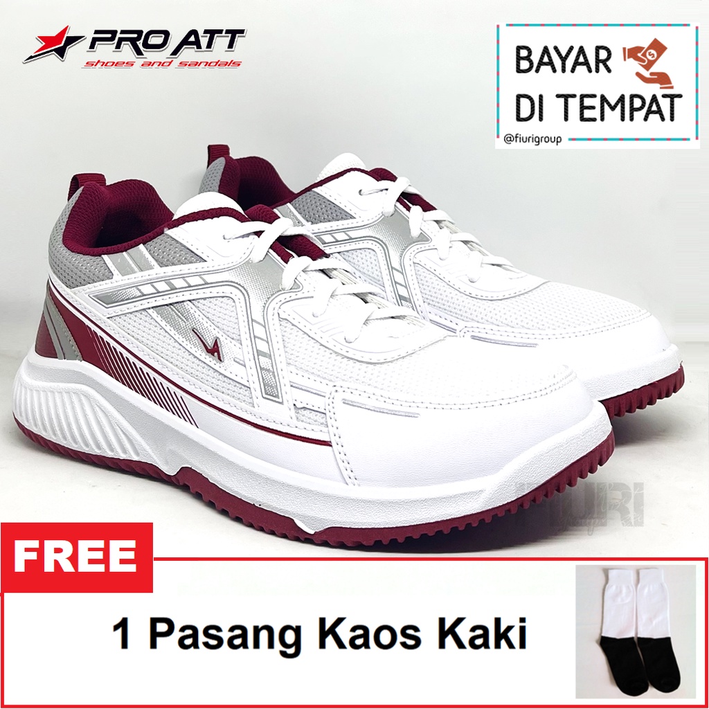 FIURI – Pro ATT - MBC 60 PUTIH MERAH 40-43 - Sepatu Kets Pria - Sepatu Sneakers Pria - Sepatu Olahraga Sport  Pria - Sepatu =tekstil - Sepatu Jogging Lari Running Fitness Gym Pria - Sepatu Laki-Laki Cowok - Sepatu Sekolah Bertal