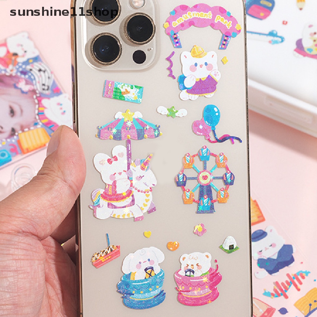 Sho Kawaii Laser Goo Card Sticker DIY Scrapbook Stiker Dekorasi Foto Untuk Jurnal Diary Album Card Making DIY Arts N