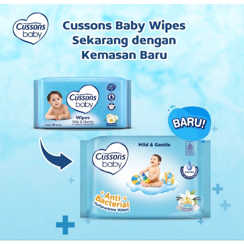 Cussons baby wipes Beli 1 Gratis 1 (45sx2pack) / Tissue Basah bayi cusons BOGO 45 sheet x 2 pack