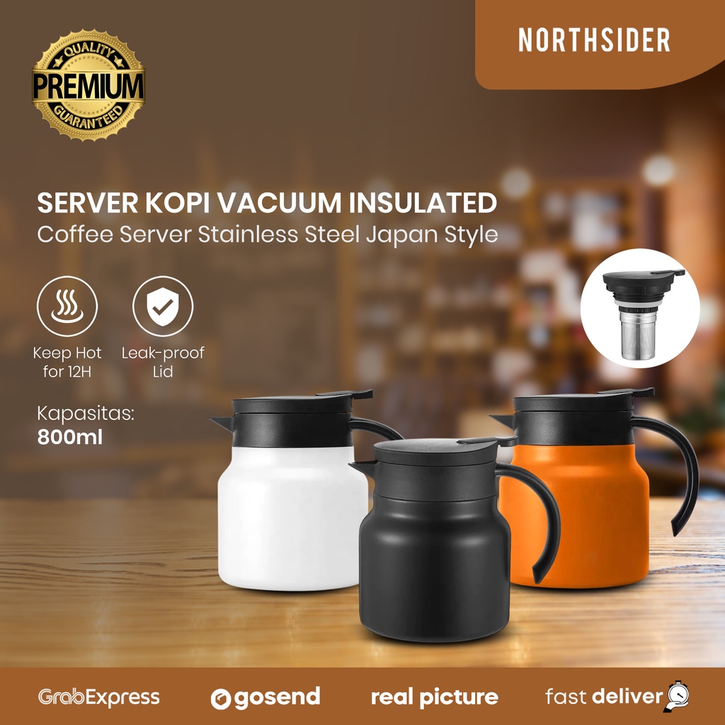 COFFEE SERVER KOPI VACUUM INSULATED STAINLESS 800ML JAPAN STYLE TJ02