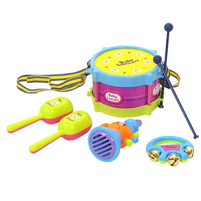 Gs8 JOKEJOLLY Mainan Musik Bayi Drum Trumpet Band Toy 5PCS - B4715 - Multi-Color Or-i