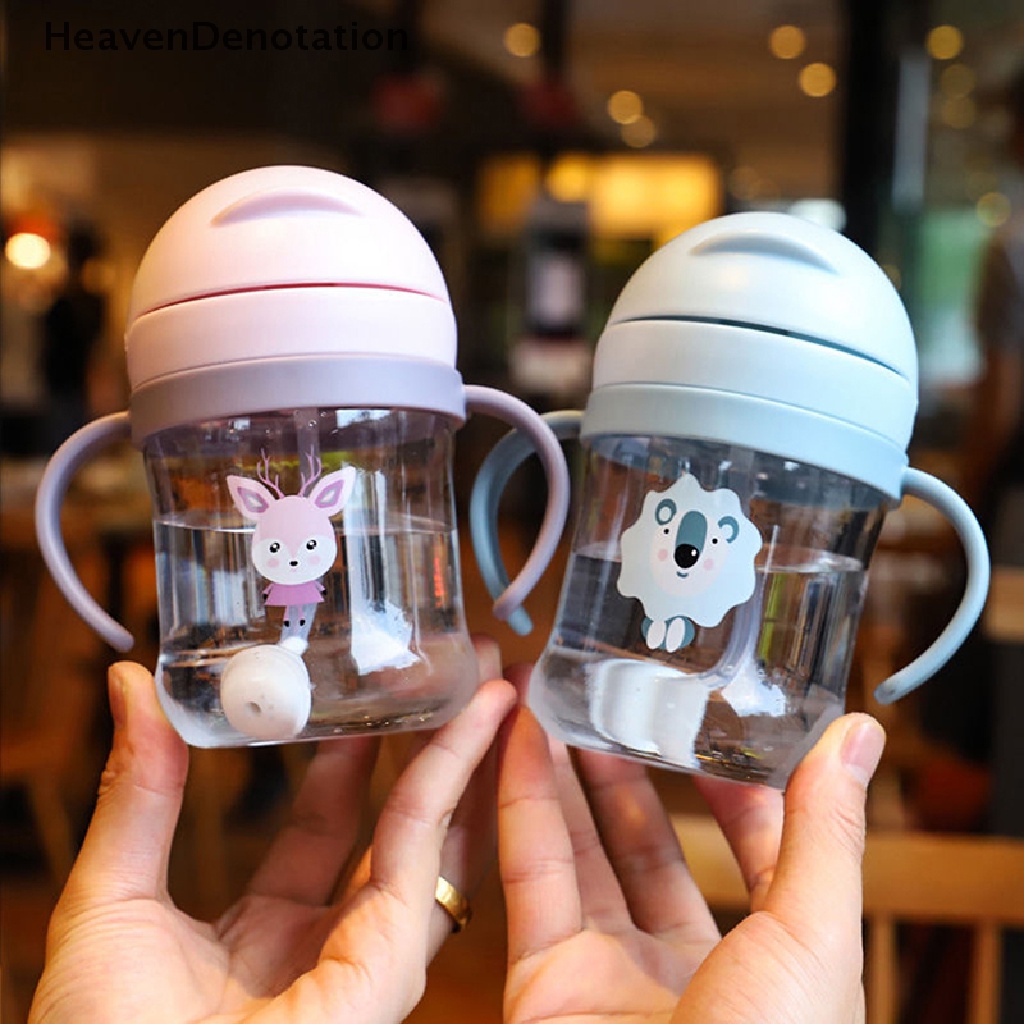 [HeavenDenotation] 250ml Baby Sippy Water Cup Kid Handle Belajar Makan Botol Minum Anti Tersedak Dengan Gravity Ball Kids Training Cup Dengan Sedotan HDV