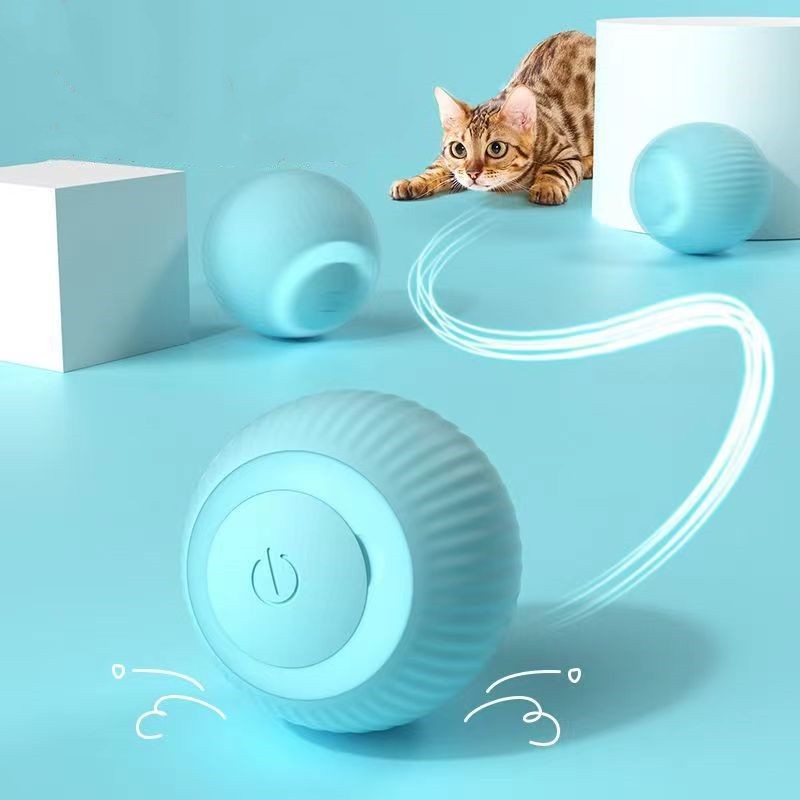 Mainan Bola Kucing Rolling Otomatis USB Elektrik Smart Cat Toys Interaktif Untuk Pelatihan Kucing Self movi