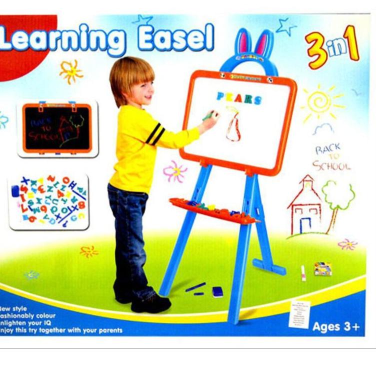 

P93 LEARNING EASEL 3 in 1 MAGNET - PAPAN TULIS ANAK MAGNETIC DUA SISI WHITEBOARD BLACKBOARD HITAM PUTIH BELANJA MURMER ㅗ