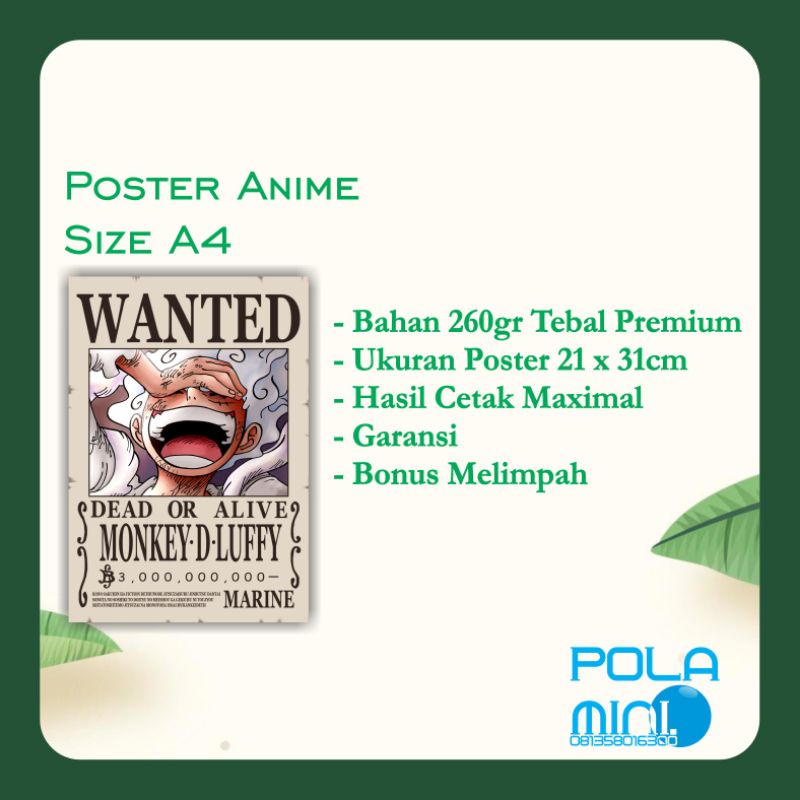 POSTER BOUNTY ONE PIECE/CREW SHP/CREW MUGIWARA AFTER ARC WANO