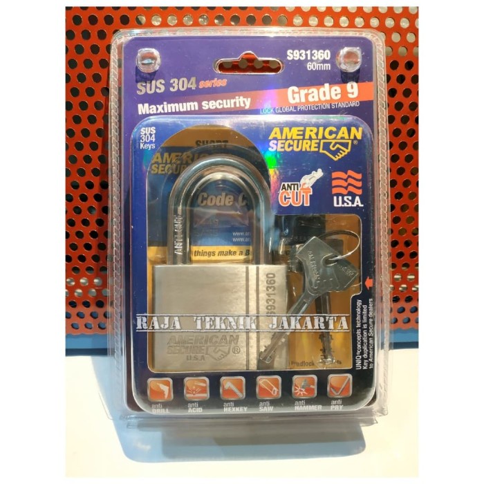 Murah Gembok American Secure 60Mm Pendek/ American Secure Padlock 60Mm Short