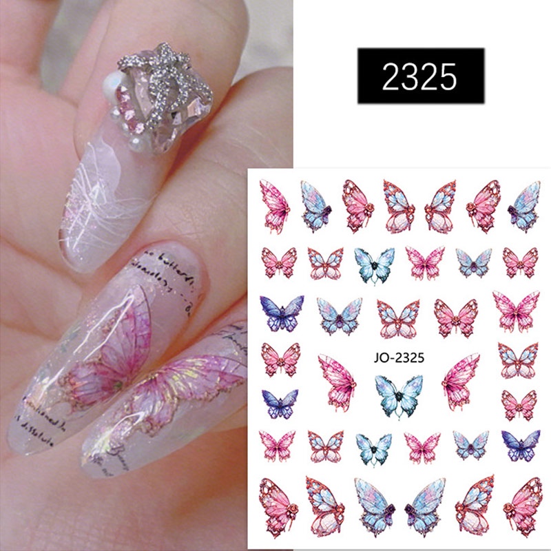Stiker Nail Art 3D Garis Geometris Bunga
