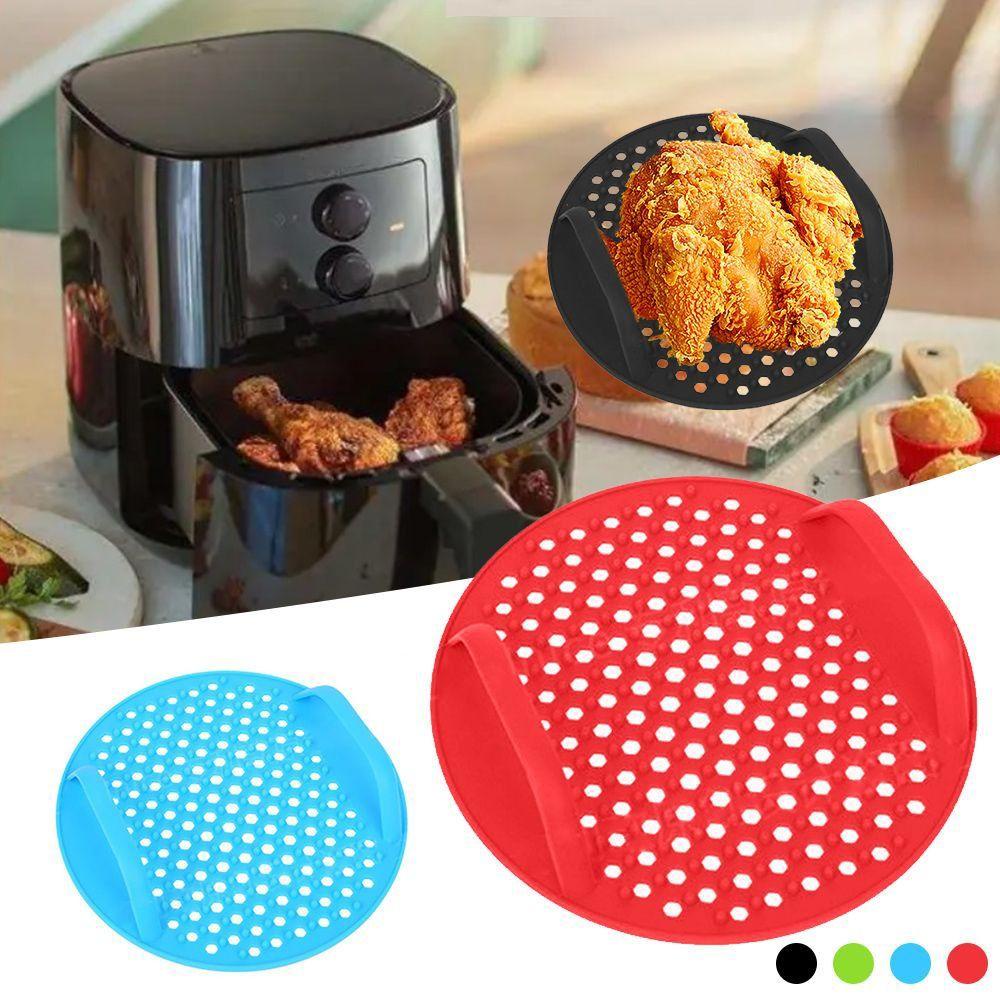 SOLIGHTER Round Silicone Liners Grill Pot Tray Reusable Pizza Plate AirFryer Accessories Baking Basket