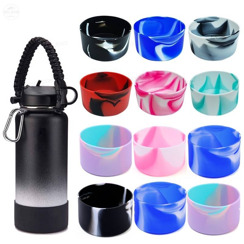 Non-slip Mat Coaster Anti-Slip Bottom Sleeves Cover Water Bottle Cup Lid Untuk Outdoor Camping Hiking Slip-proof Boots Sleeves Tumbler Boot Botol Lengan Silikon Base Cup