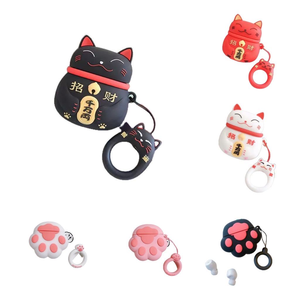 Rich Cat/Cat Claws Cute Cartoon Cover Pelindung Headset Lengan Pelindung Untuk I9/I11/I12/I13/I23I24/I25/I27/I100/Inpods12-TWS Headset