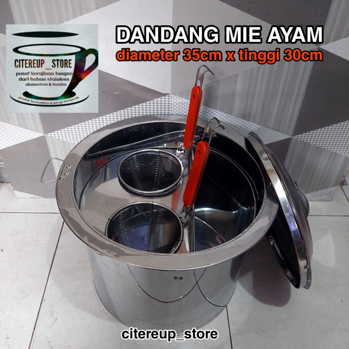 Terlaris Dandang Mie Ayam Sekat Stainless / Panci Mie / Tong Mie Ayam Lengkap