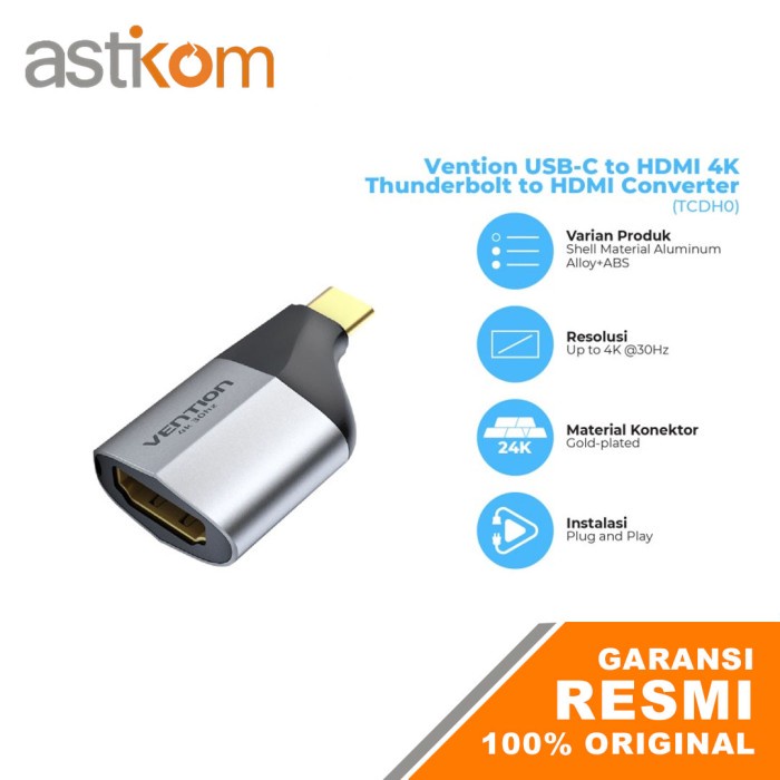 Adapter Type-C to HDMI Vention Gray Aluminium Type TCDH0