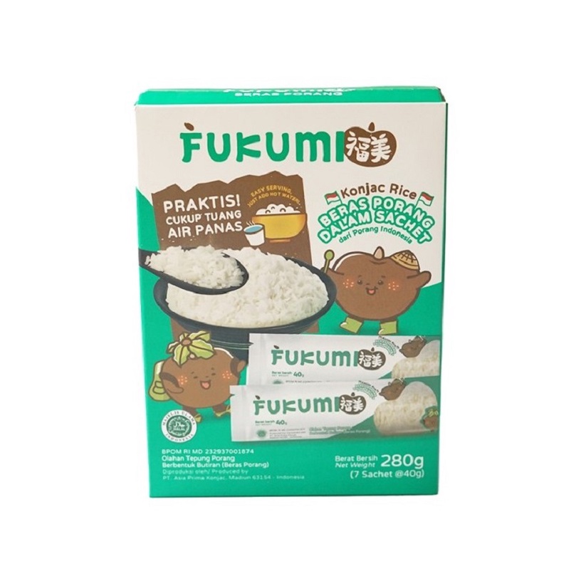 

FUKUMI BERAS PORANG SHIRATAKI KONJAC RICE 1 BOX ISI 7 SACHET @ 40GR