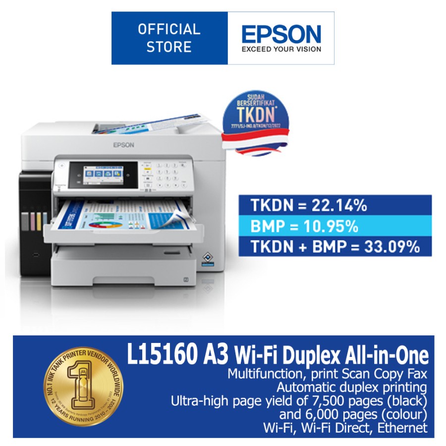 Printer Epson L15160 A3+ Multifungsi Wi-Fi Duplex All-in-One