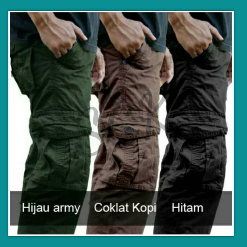 Celana Panjang Pria Polos Bawancheng Polos Motif Cargo Model Standar Tactical Halus Casual Size 28 - 36 - sckmenwear GROSIR