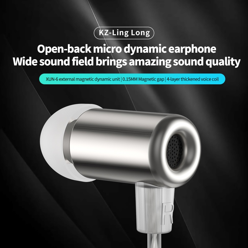 Kz LingLong Dynamic In Ear Earphone HIFI Bass Earbuds In Ear Monitor Headphone Olahraga Headset Peredam Kebisingan PK EDX