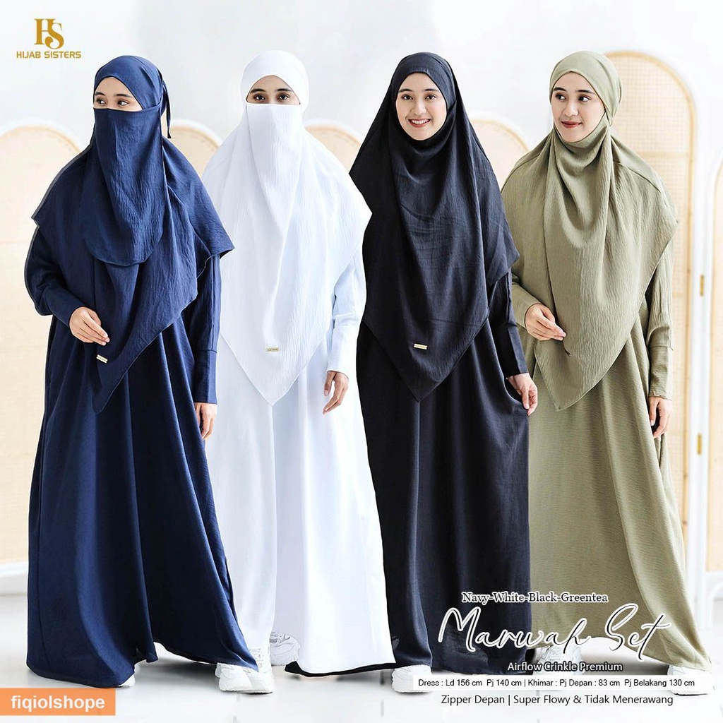 Hijab Sister's Set Gamis Airflow Crincle Marwah Set LD 156