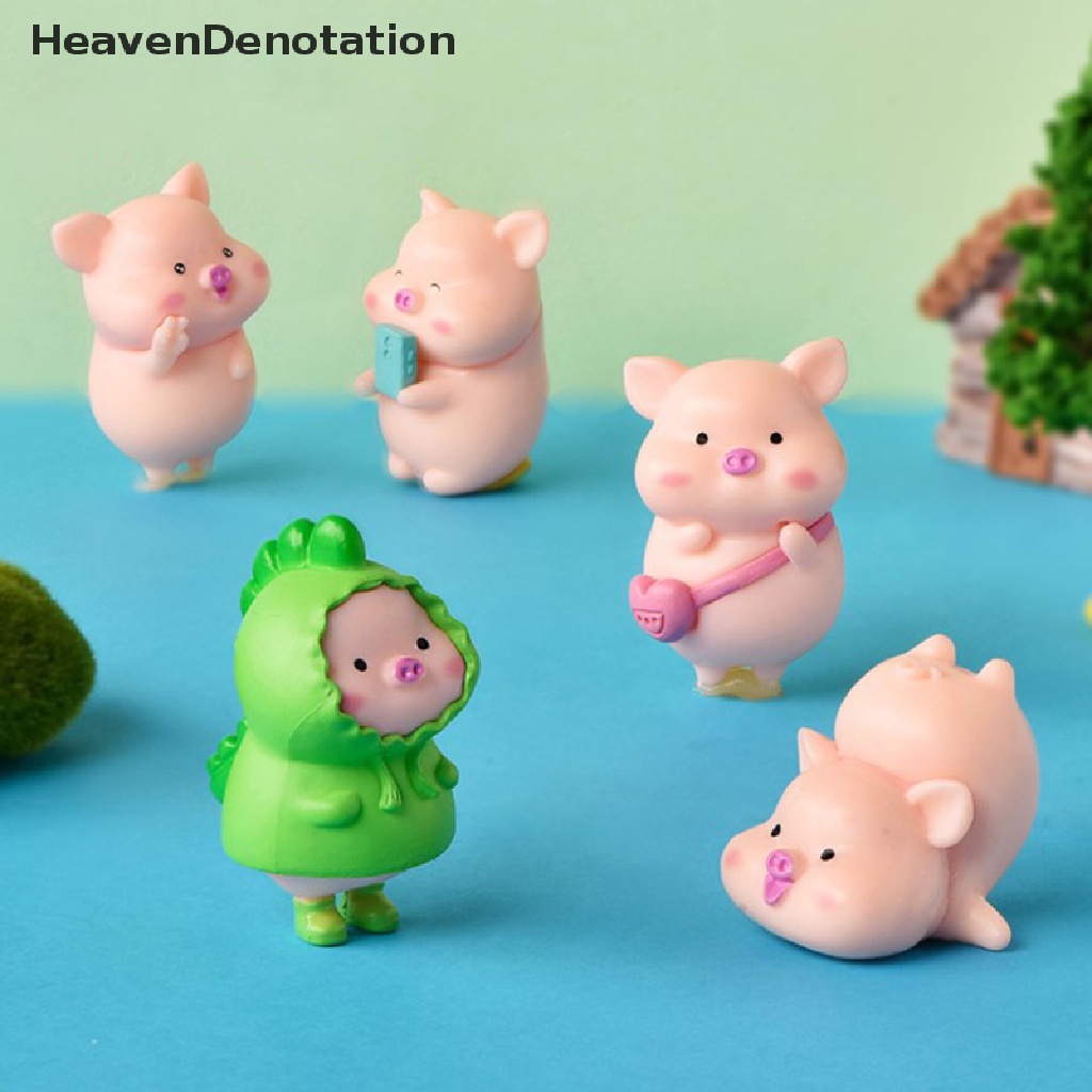 [HeavenDenotation] 7pcs / set Cartoon Pig Animal Doll Toy Model Statue Figurine Ornament Miniatures HDV