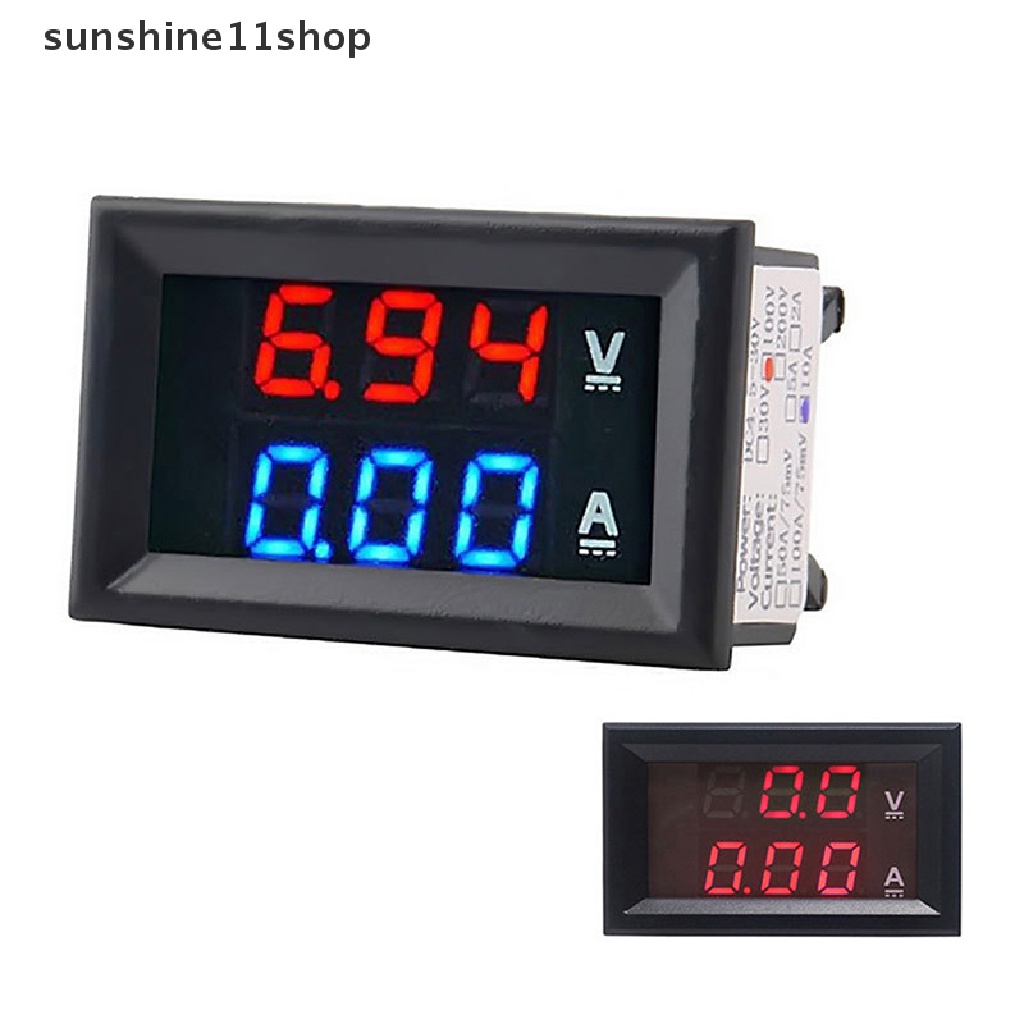 Sho DC 0-100V 10A Digital Voltmeter Ammeter Amp Volt Gauge 0.28&amp;quot; Led Merah Biru N