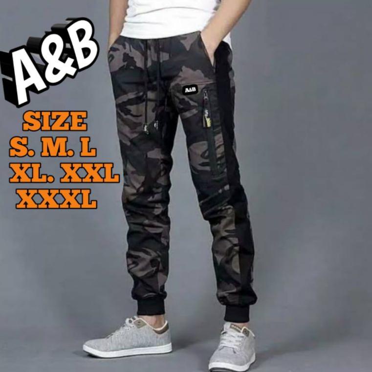 TERBAIK A&B _ CELANA JOGER ARMY PRIA JOGER WHIS CAMOFLAGE ZIPER loreng rusia
