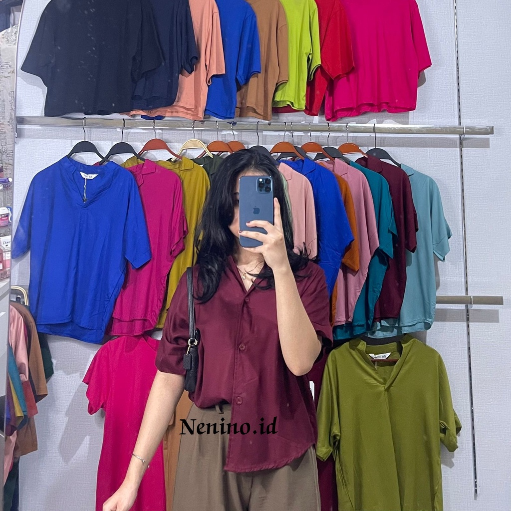 KEMEJA CROP WANITA/KEMEJA PENDEK WANITA/KEMEJA POLOS PENDEK WANITA TERBARU/KEMEJA RAYON