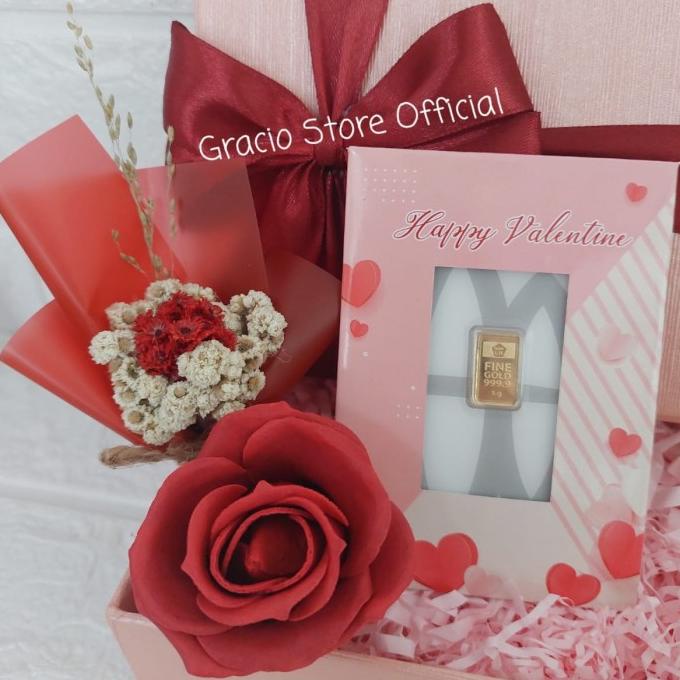 Spesial Valentine Day Logam Mulia Antam 1 Gram Edisi Valentine Nuansa Maroon Hampers