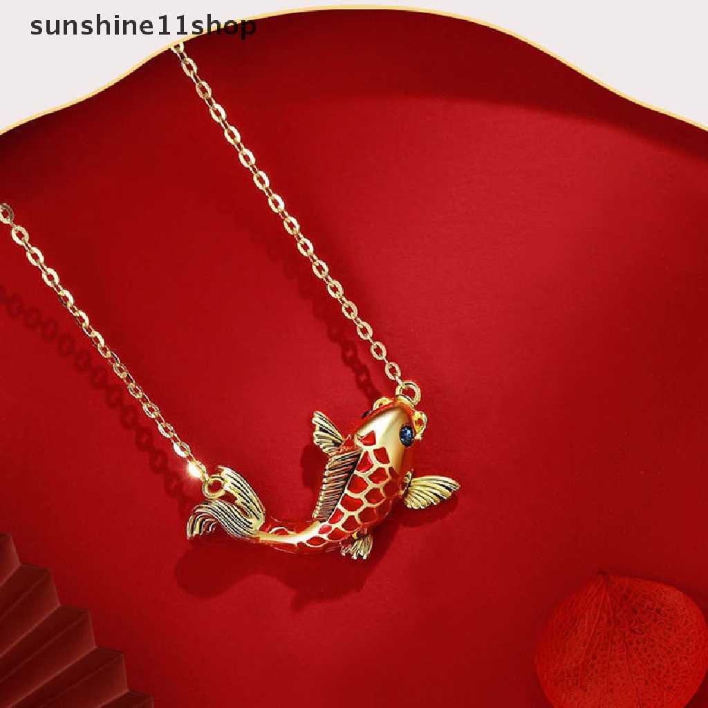 Sho Indah Enamel Cryst Ikan Liontin Kalung Wanita Anti Karat Perhiasan Rantai Leher Emas Choker Hadiah Kado Ulang Tahun Untuk Gadis N