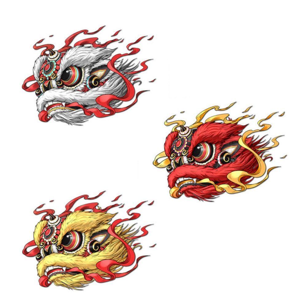 Lanfy Stiker Mobil Auto Pintu Jendela Fashion Aksesoris Mobil Interior Parts Produk Mobil Dekorasi Lion Dance Head Sticker