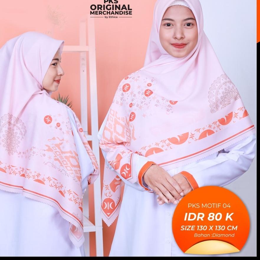 ♀ HIJAB MOTIF JUMBO SEGI EMPAT - HIJAB PARTAI PKS - PKS MERCHANDISE - PKS MOTIF 004 by ETHICA ☑