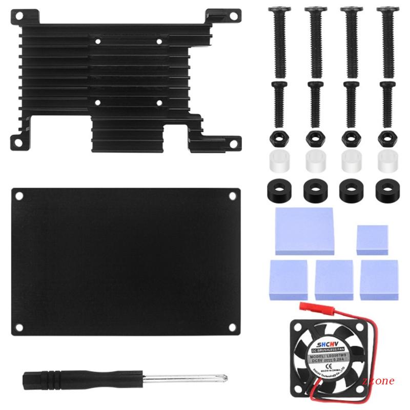 Zzz for OrangePi 4lts Case Alumunium Enclouse Kotak Hitam Dengan Kipas Active &amp; Passive Cooling Shell for OrangePi 4lts