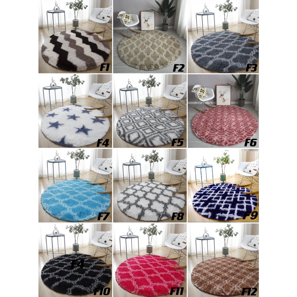 GM027  Karpet Bulat Motif Diamater 100cm/Karpet Bulu Lantai Bulat