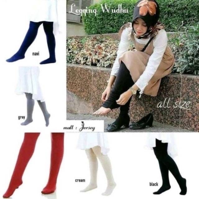 LEGGING WUDHU WANITA JUMBO XL - XXXL / LEGGING WUDHU BAHAN JERSEY - Hitam, 40-65kg (P6A2) Promo Teba
