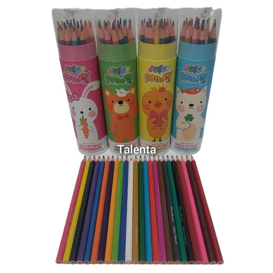 Pensil Warna Fancy Tabung Rautan 24 Warna Panjang