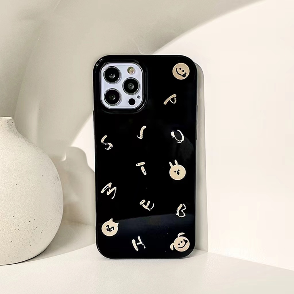 IPHONE Ins Beruang Kelinci Inggris Cocok Untuk Iphone14 14pro 14plus 13 13mini 13pro 13prm iPhone12 7Plus 8Plus Xr XS 13 12mini Pro Max TPU Empat Sudut Casing Ponsel Tahan Guncangan