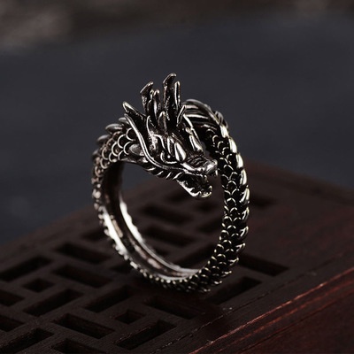 Cincin Desain Naga | Cincin Trendi Model Terbuka Untuk Wanita | Perhiasan Bahan Metal | Kotak Hadiah Ulang Tahun