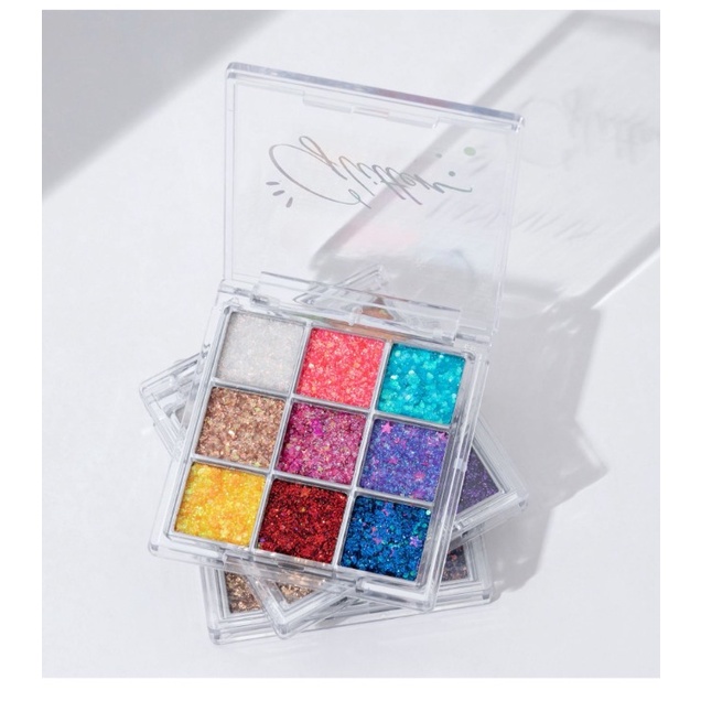 Eyeshadow Palette Glitter Make up Shimmer 9 Warna Glamour